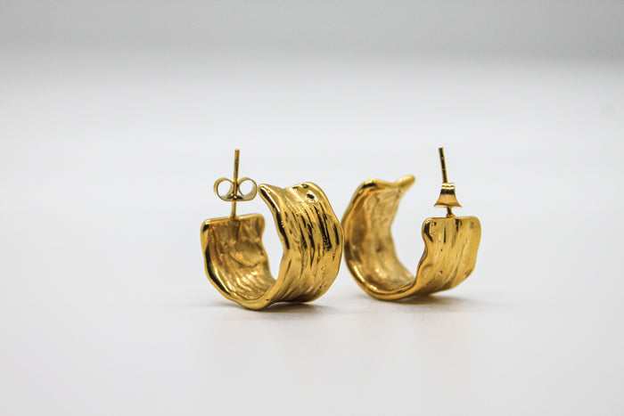 Ella - Gold Hammered Earrings